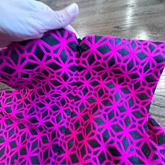 Maison Jules Geometric Pink and Black A-Line Mini Dress Women's Size Large U0760 - Picture 4 of 13